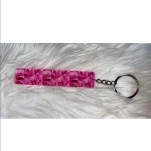 Pink money card grabber keychain